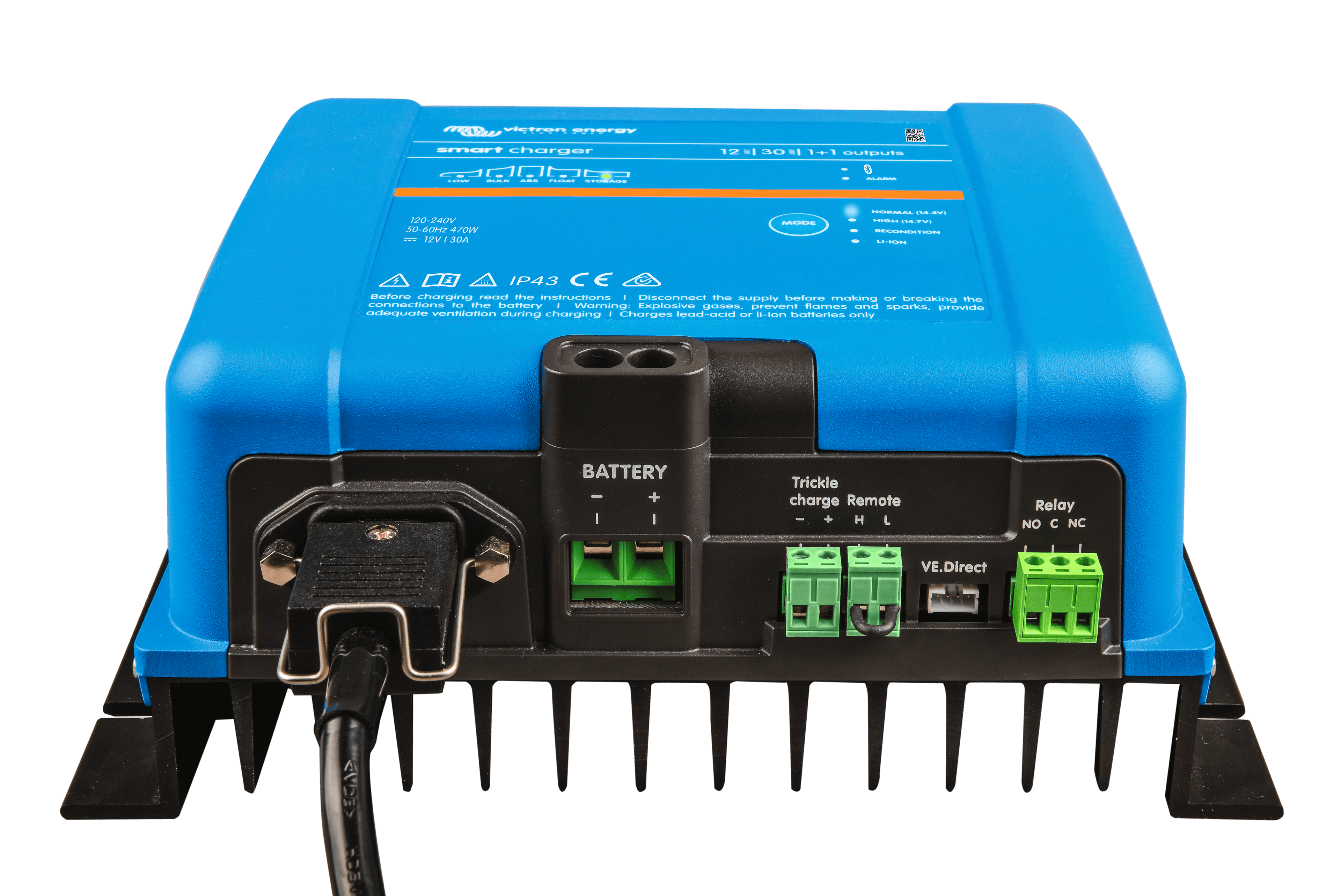 Smart IP43 Charger 12V 30A 1+1 outputs (front-angle) thumbnail