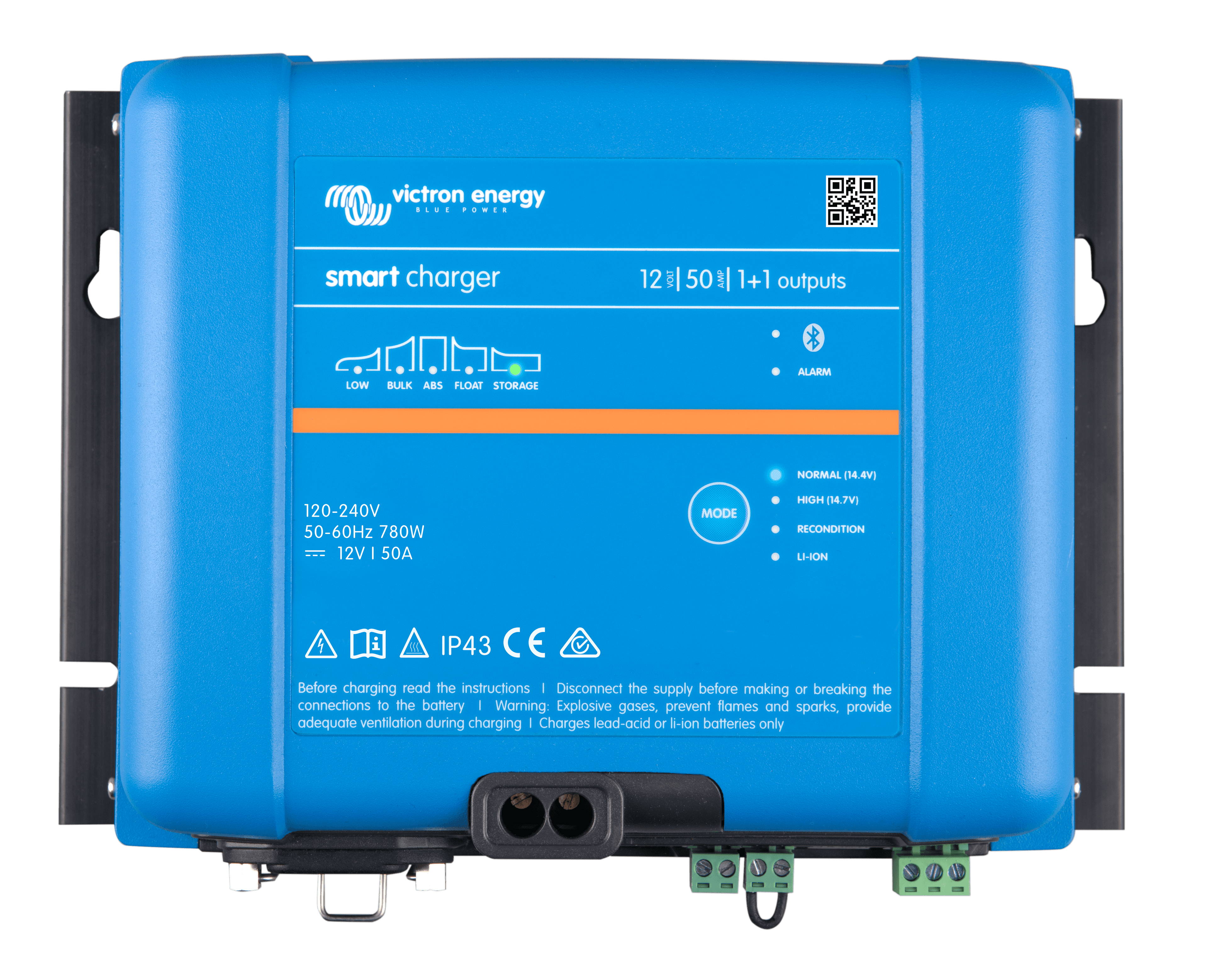 Smart IP43 Charger 12V 50A 120-240V 1+1 outputs (top) thumbnail